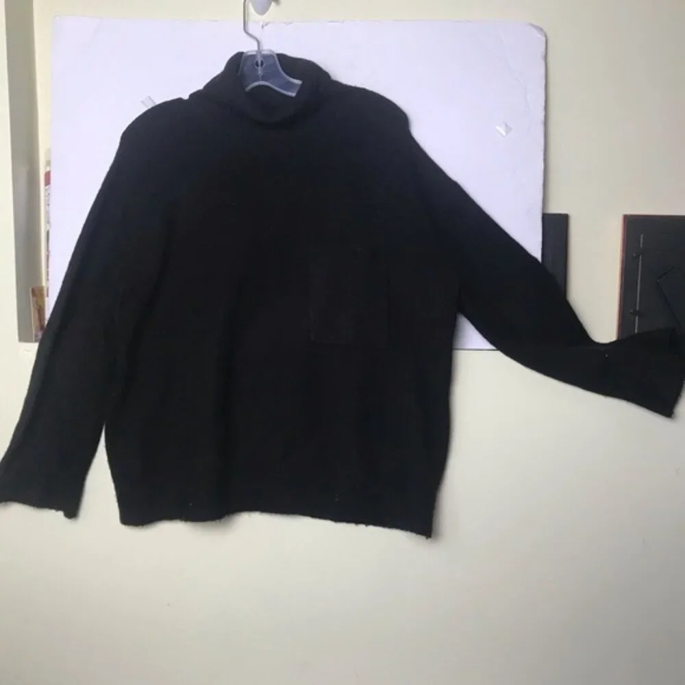 OAK + FORT Oversized Crop Mock Neck Wool Blnd Sweater Knit Turtleneck Boxy Top M - Picture 3 of 14